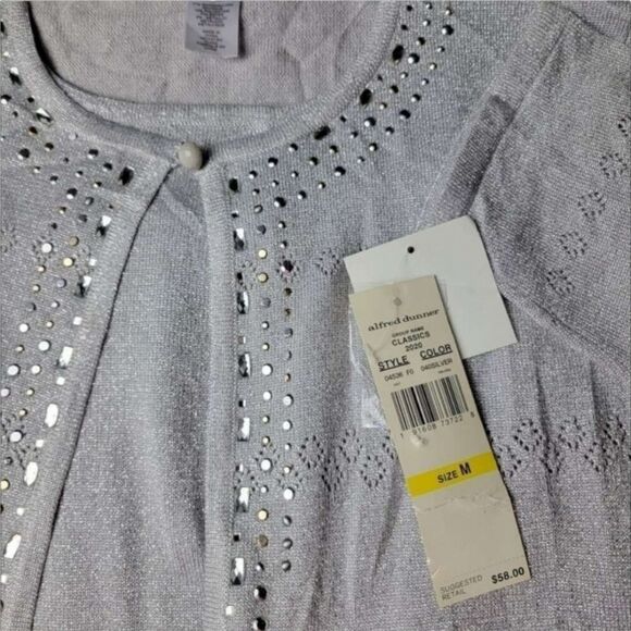 Alfred Dunner Silver Layered Sweater  Medium NWT - Picture 7 of 8